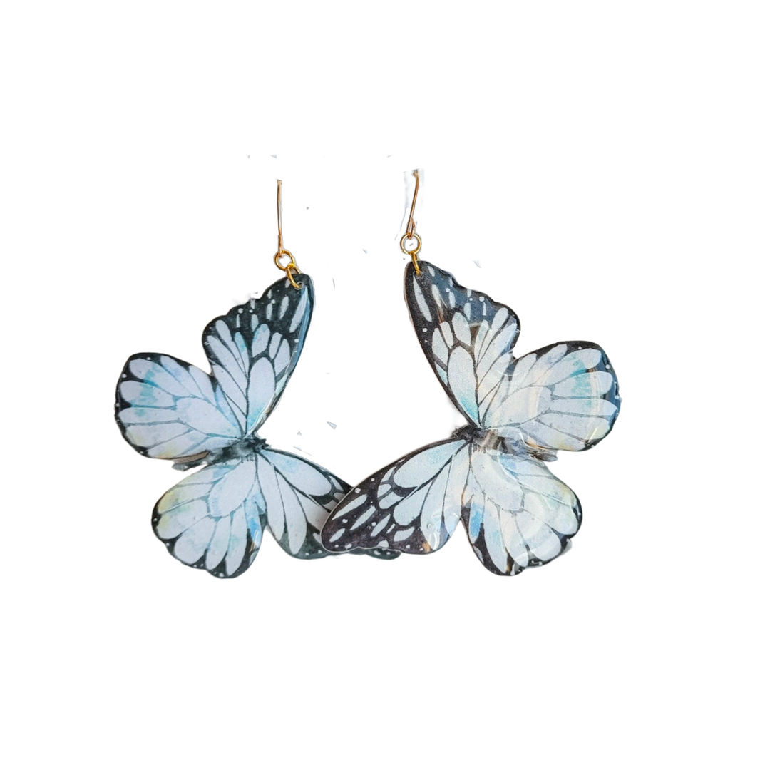 Pieridae White & Black Butterfly Earrings