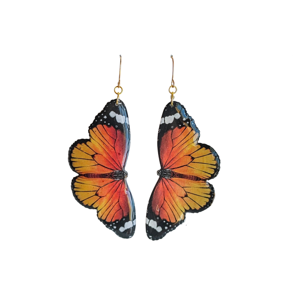 Sunset Monarch Butterfly Earrings