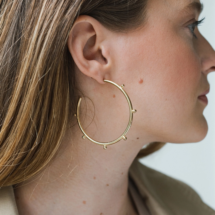 Bhavani Gold Dot Hoop Earrings