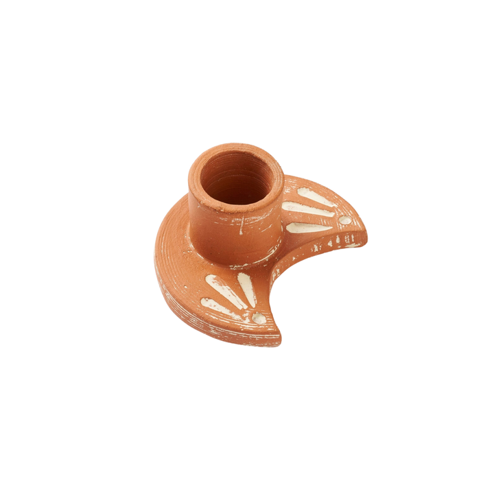 Daksha Terracotta Moon Taper Candle Holder