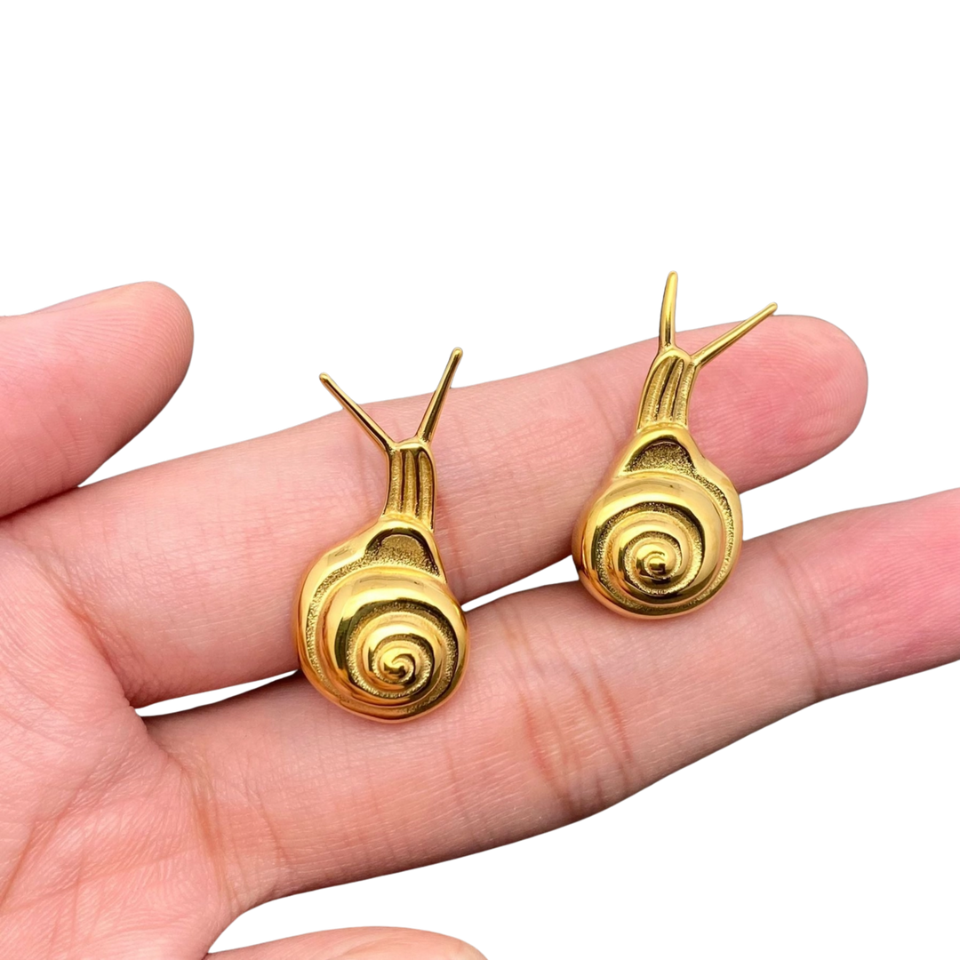 18K Gold Plated Stainless Steel Snail Stud Earrings
