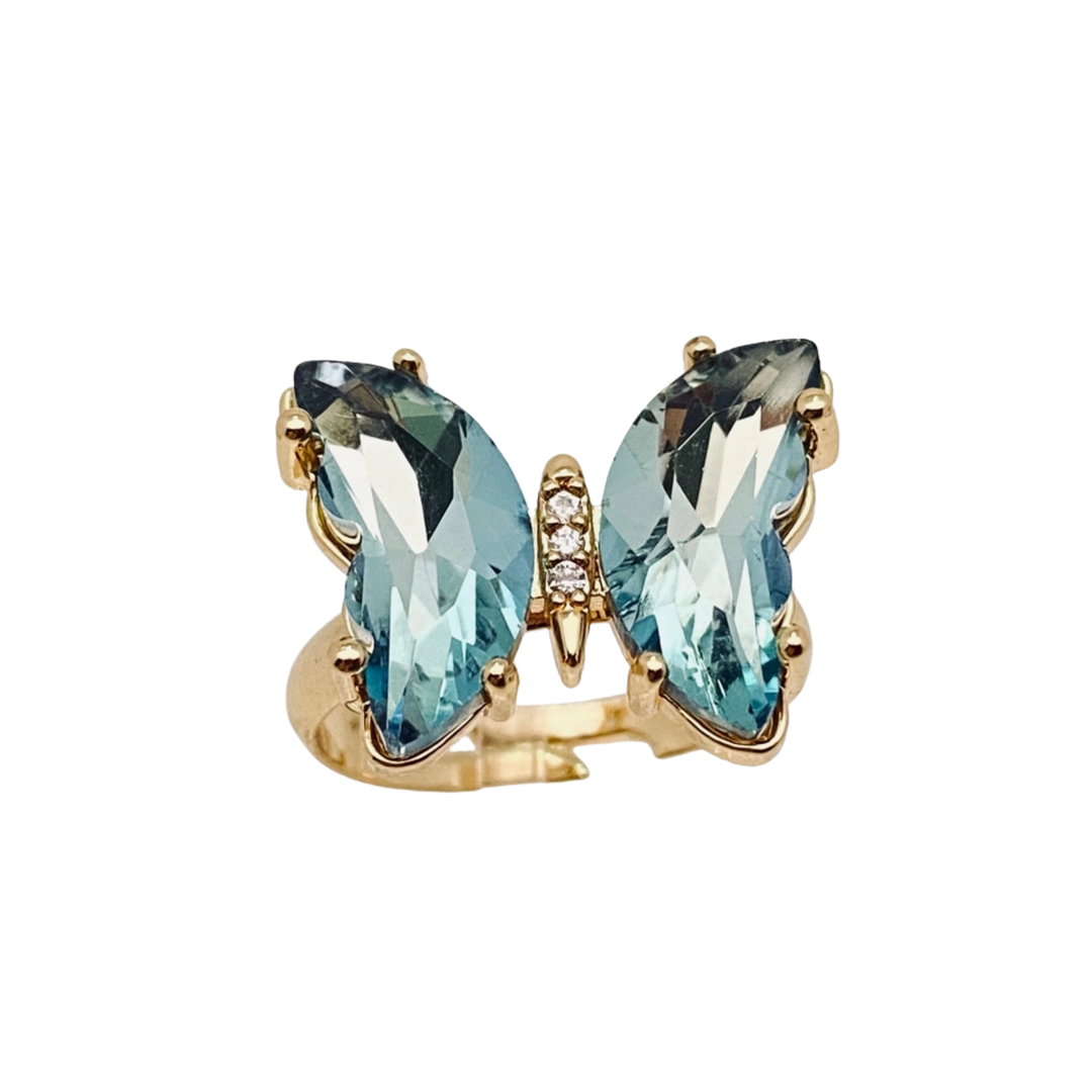 Gradient Glass Butterfly Ring