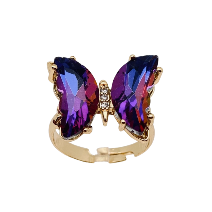 Gradient Glass Butterfly Ring