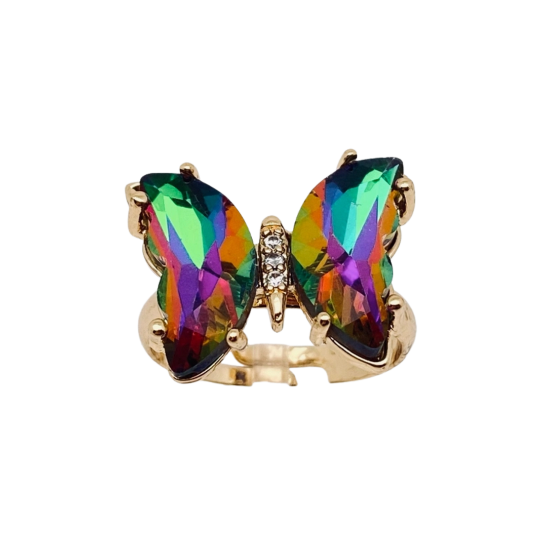 Gradient Glass Butterfly Ring