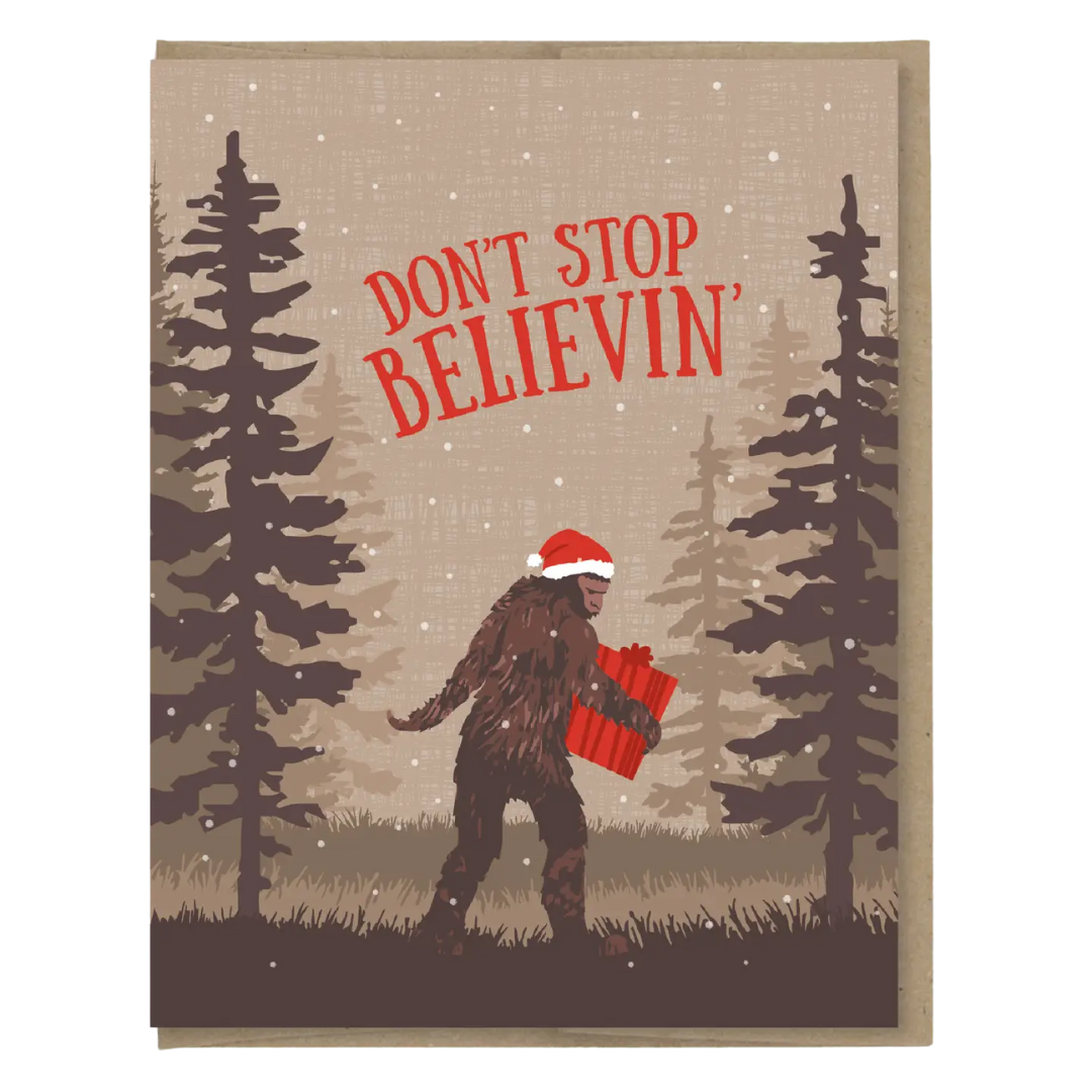Don't Stop Believin' Sasquatch Holiday Card