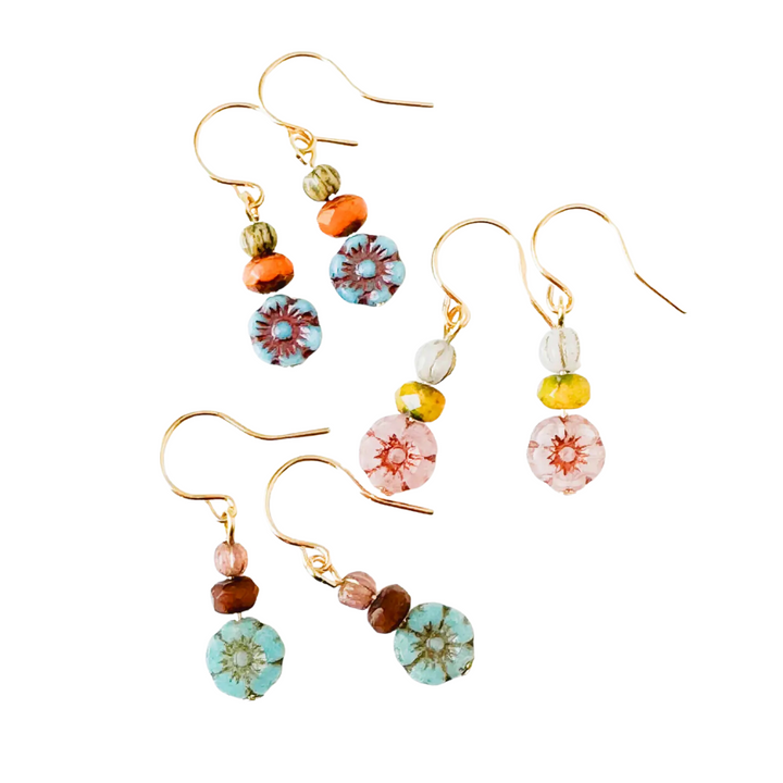 Charming Small Flower Earrings with Vibrant Winter Colors