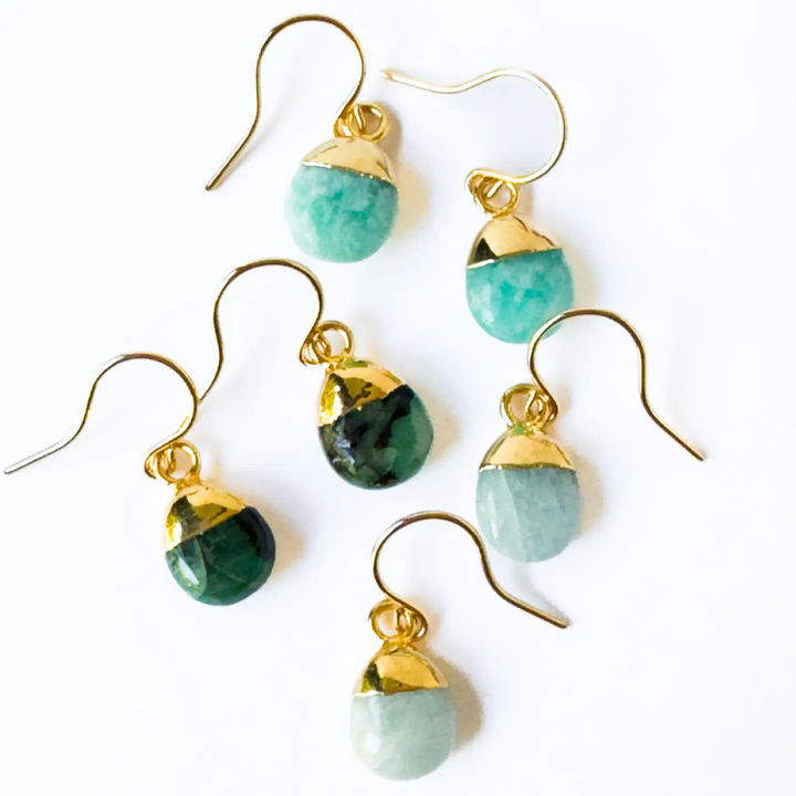 Tiny Gemstone Charm Earrings