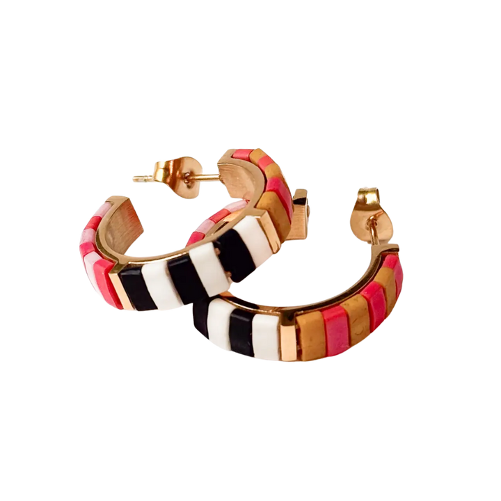 Small Gold-Plated Tila Bead Hoop Earrings