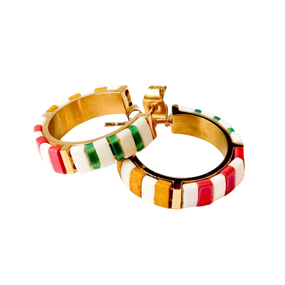 Small Gold-Plated Tila Bead Hoop Earrings