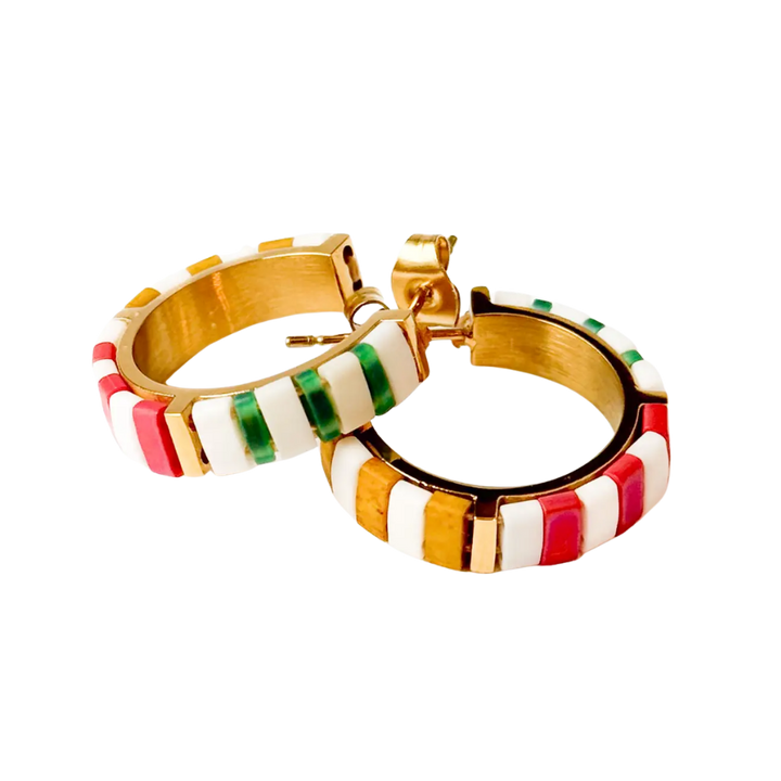 Small Gold-Plated Tila Bead Hoop Earrings