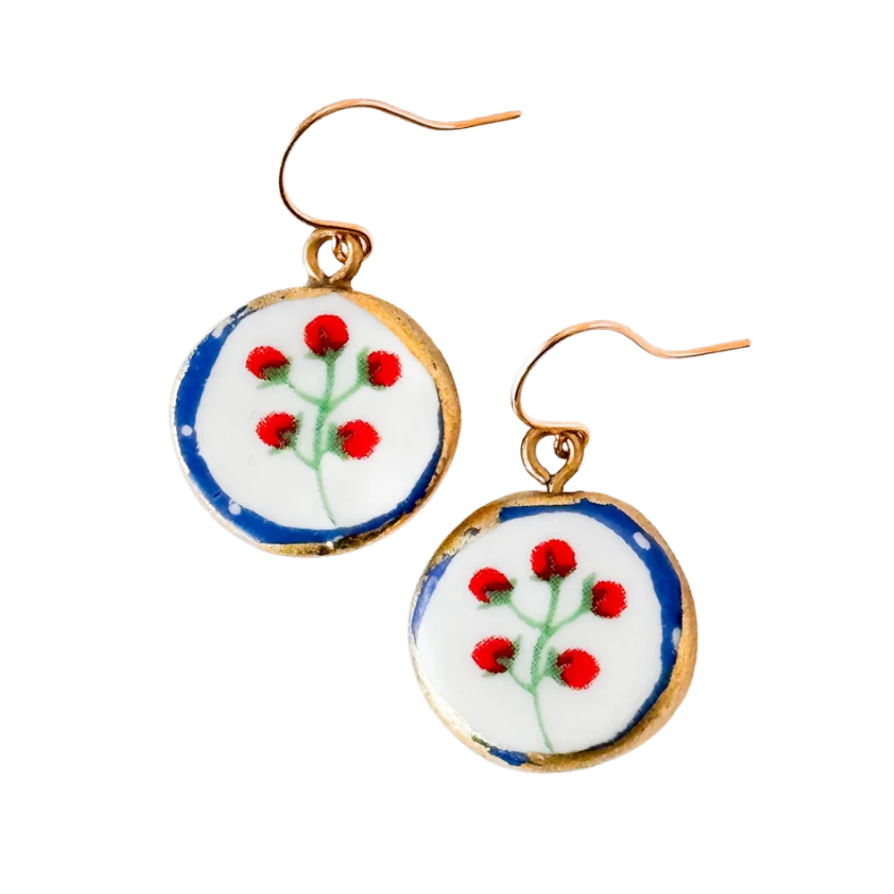 Ceramic Floral Drop Earrings