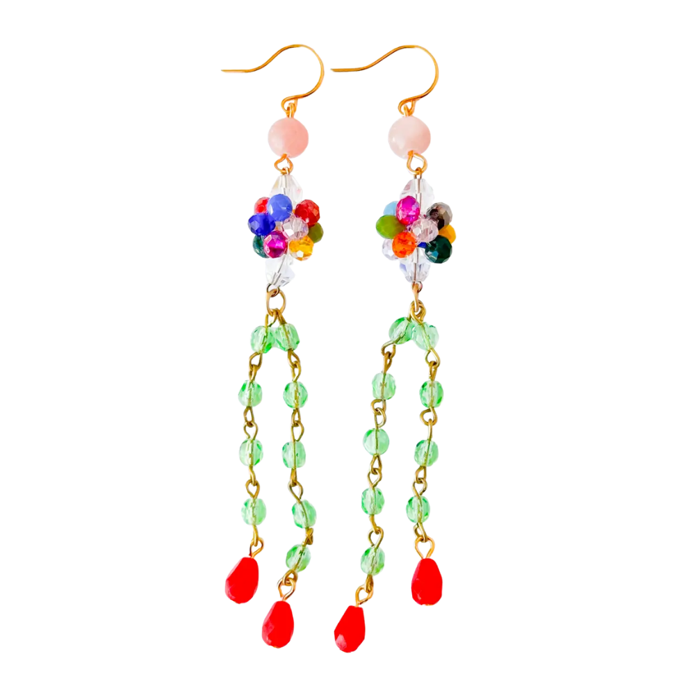 Colorful Crystal Cluster Drop Earrings