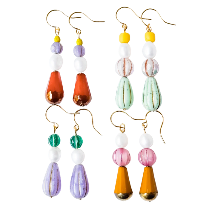 Czech Glass & Freshwater Pearl Drop Earrings