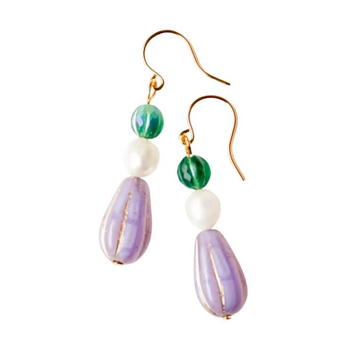 Czech Glass & Freshwater Pearl Drop Earrings