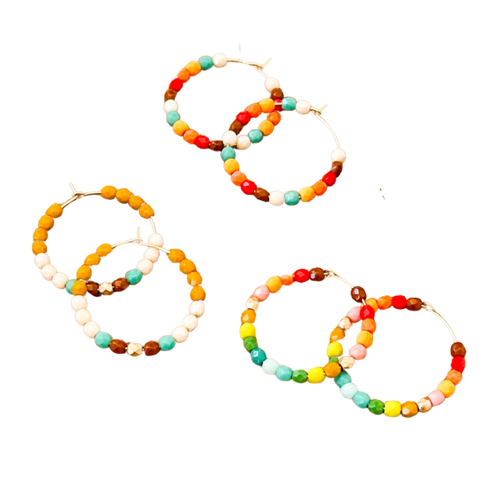 Southwest Gold Filled Beaded Hoops