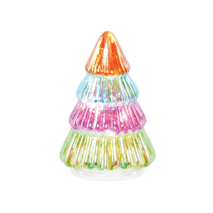 Lit Rainbow Glitter Glass Christmas Tree (Assorted)