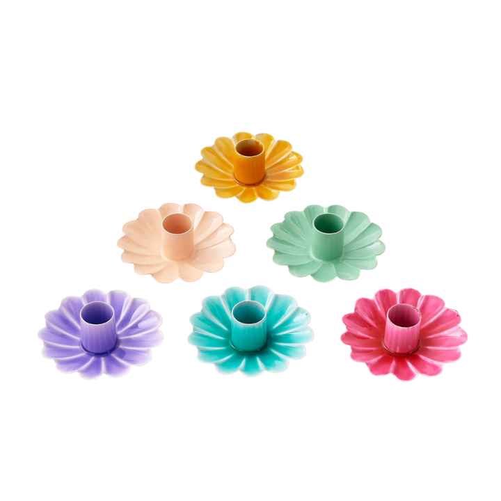 Scalloped Metal Taper Candle Holder
