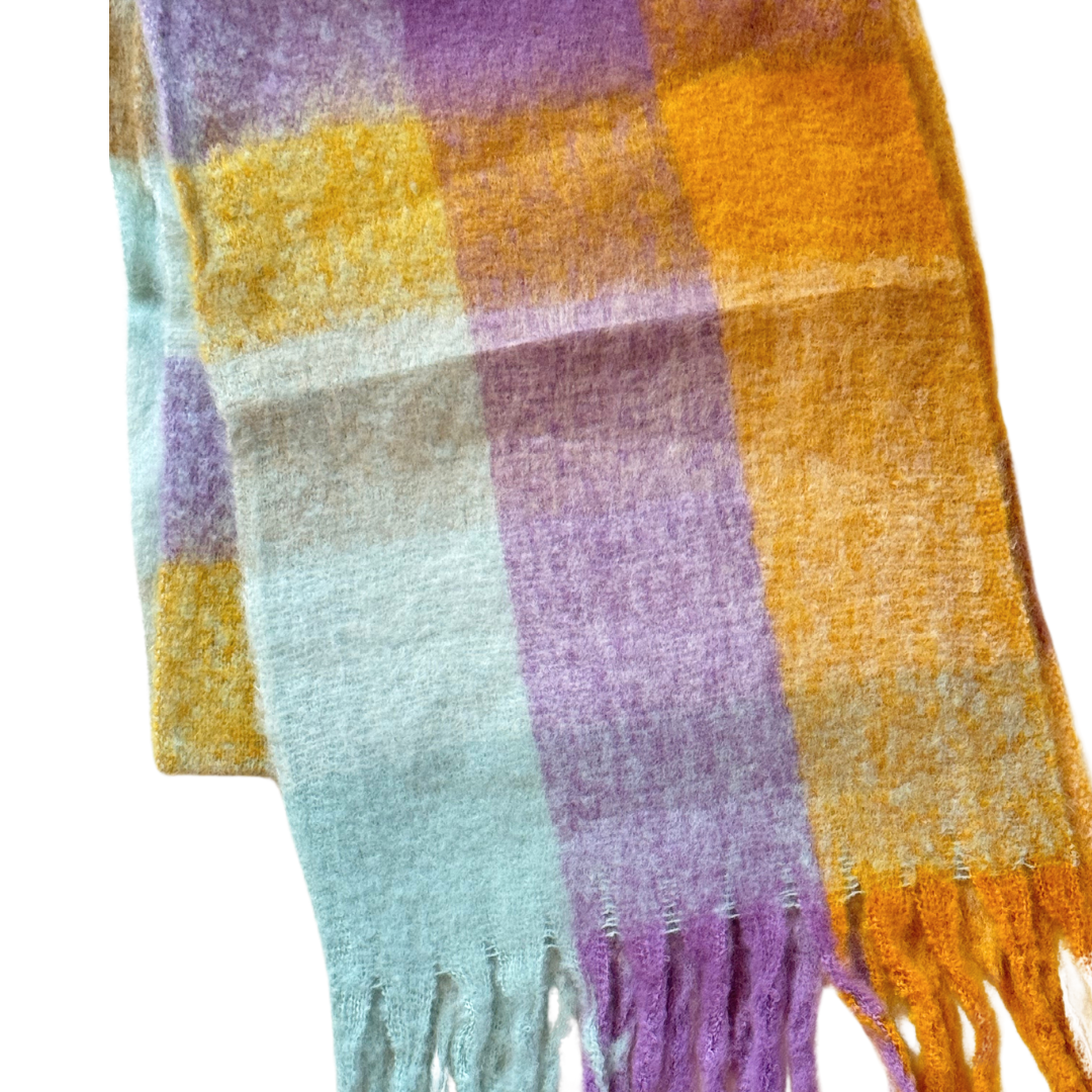 New Plaid Blanket Scarf Cozy Soft Long with Fringe