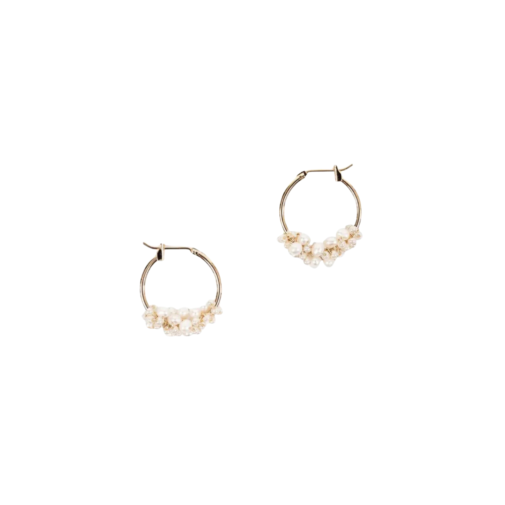 Pearl Cluster Hoop Earrings