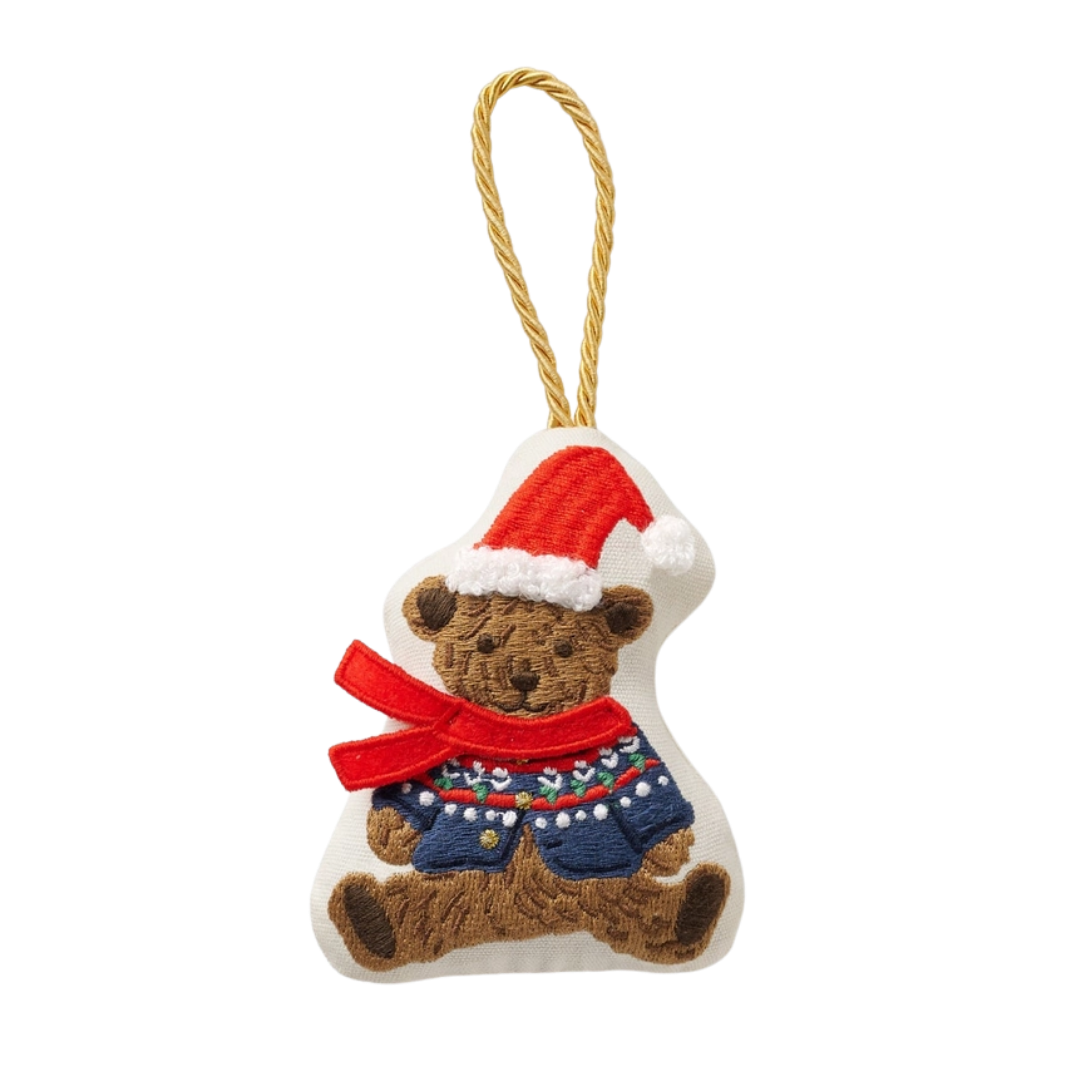 Beary Christmas Embroidered Ornament