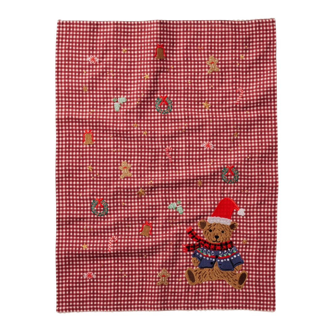 Beary Christmas Embroidered Tea Towel
