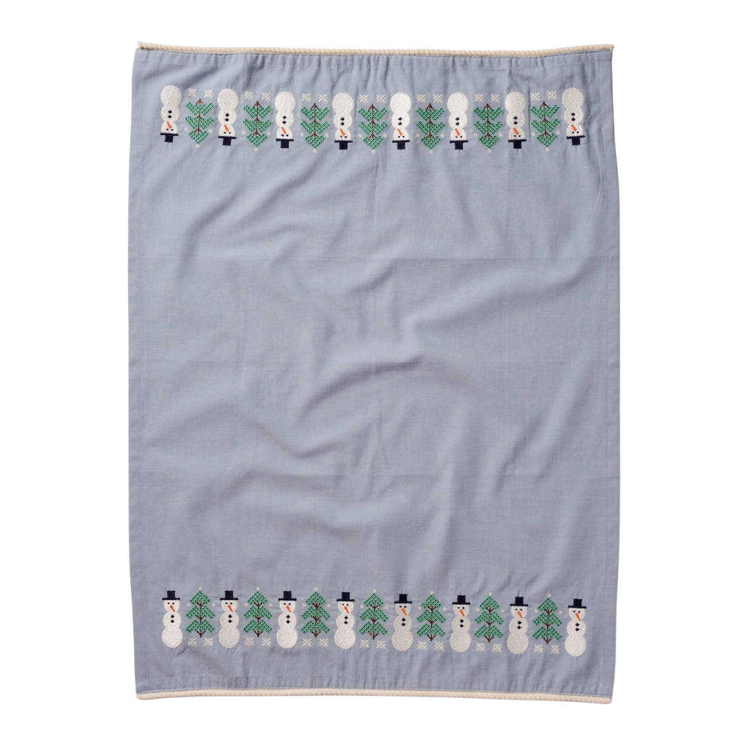 Snowman Embroidered Tea Towel