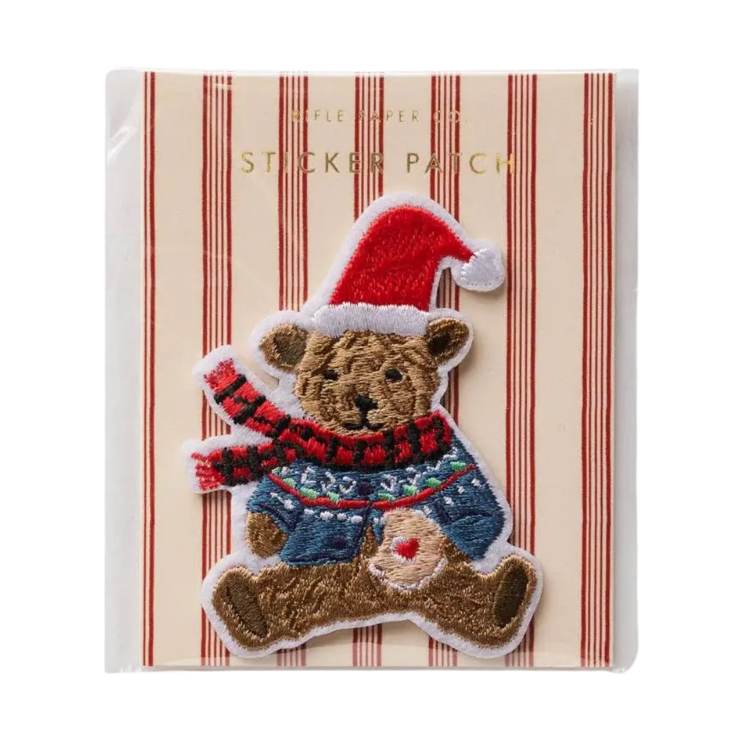 Beary Christmas Embroidered Iron-On Patch