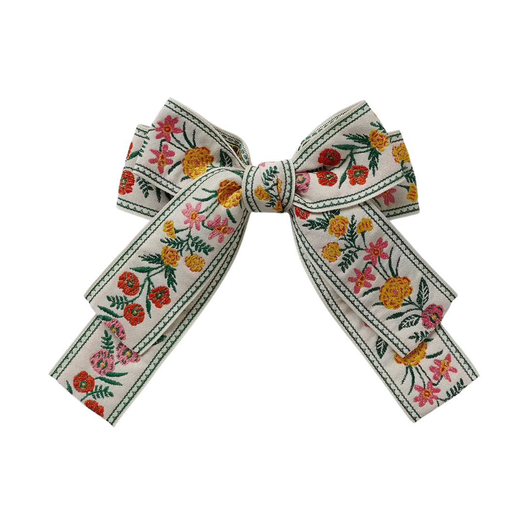 Garden Study Jacquard Ribbon Bow Hair Clip