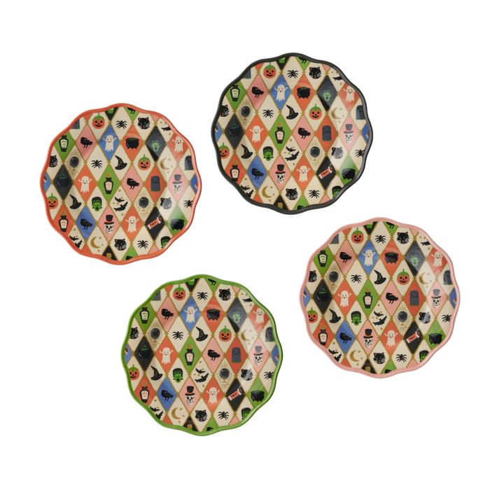 Halloween Argyle Melamine Dessert Plates