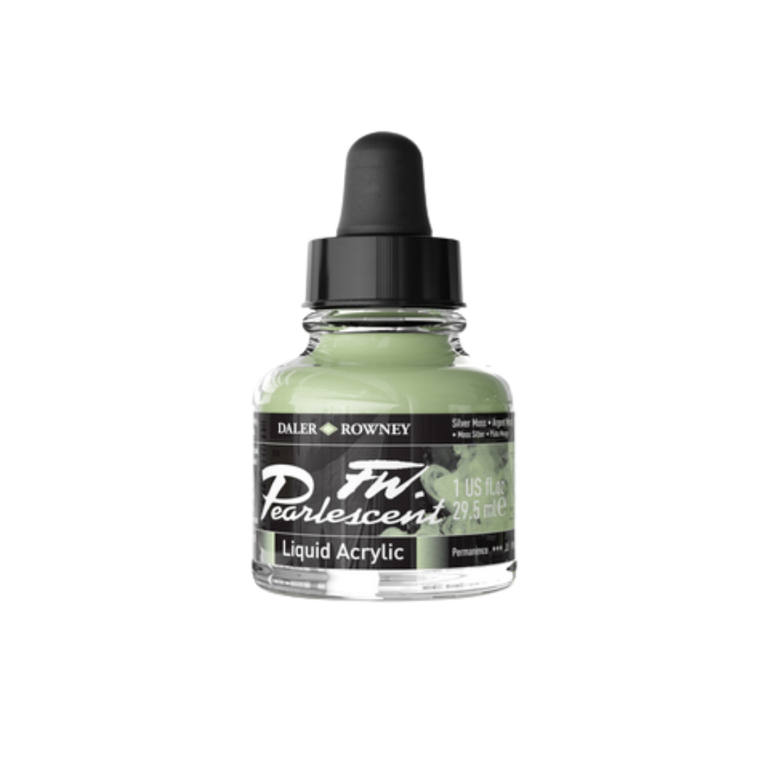 FW Pearlescent Liquid Acrylic Ink 1oz - Silver Moss