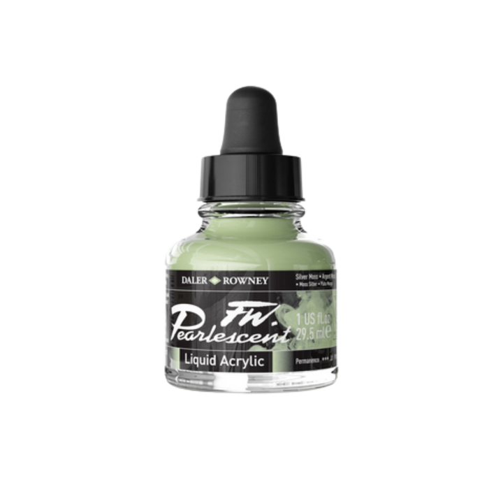 FW Pearlescent Liquid Acrylic Ink 1oz - Silver Moss