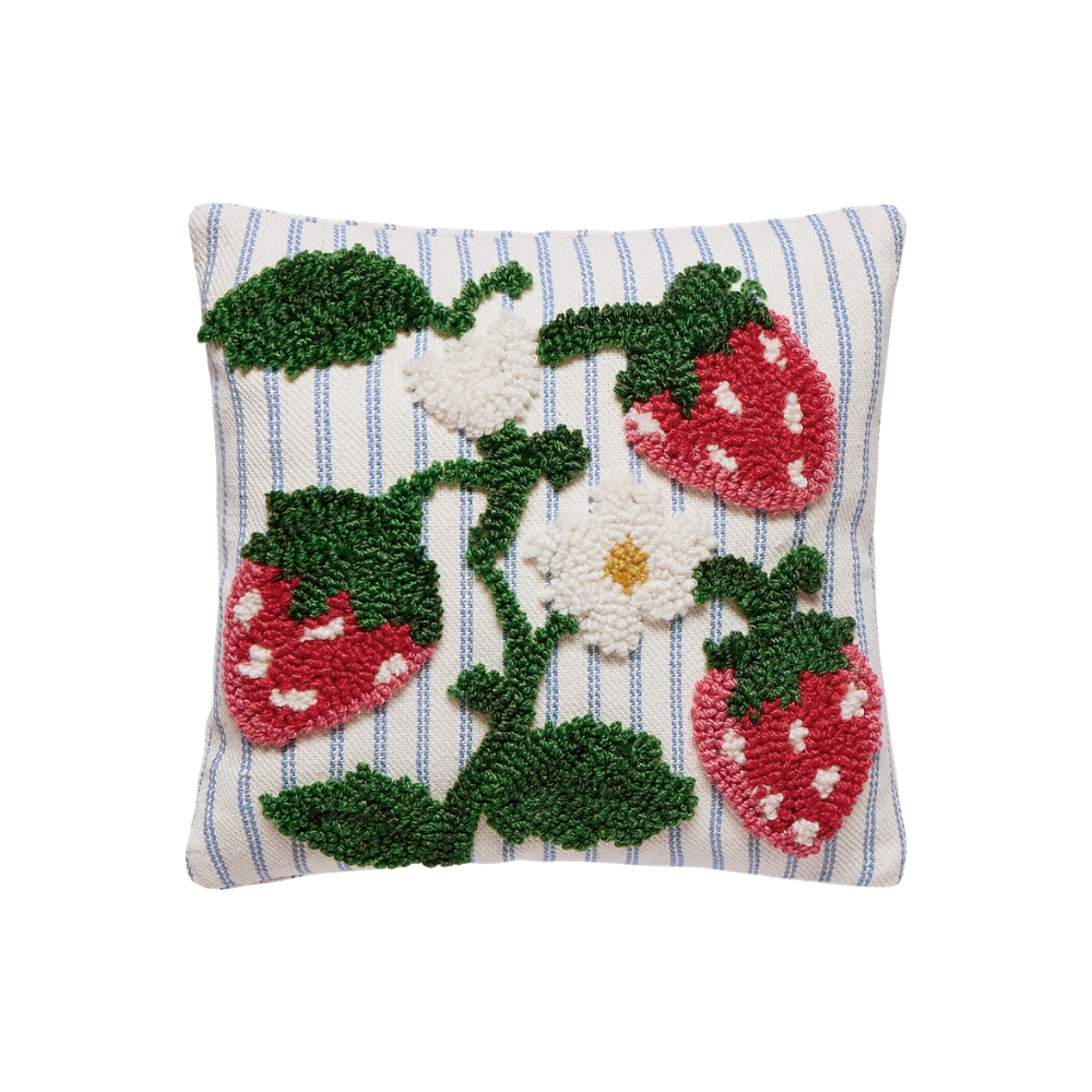 Strawberries Tufted Poly Hook Pillow