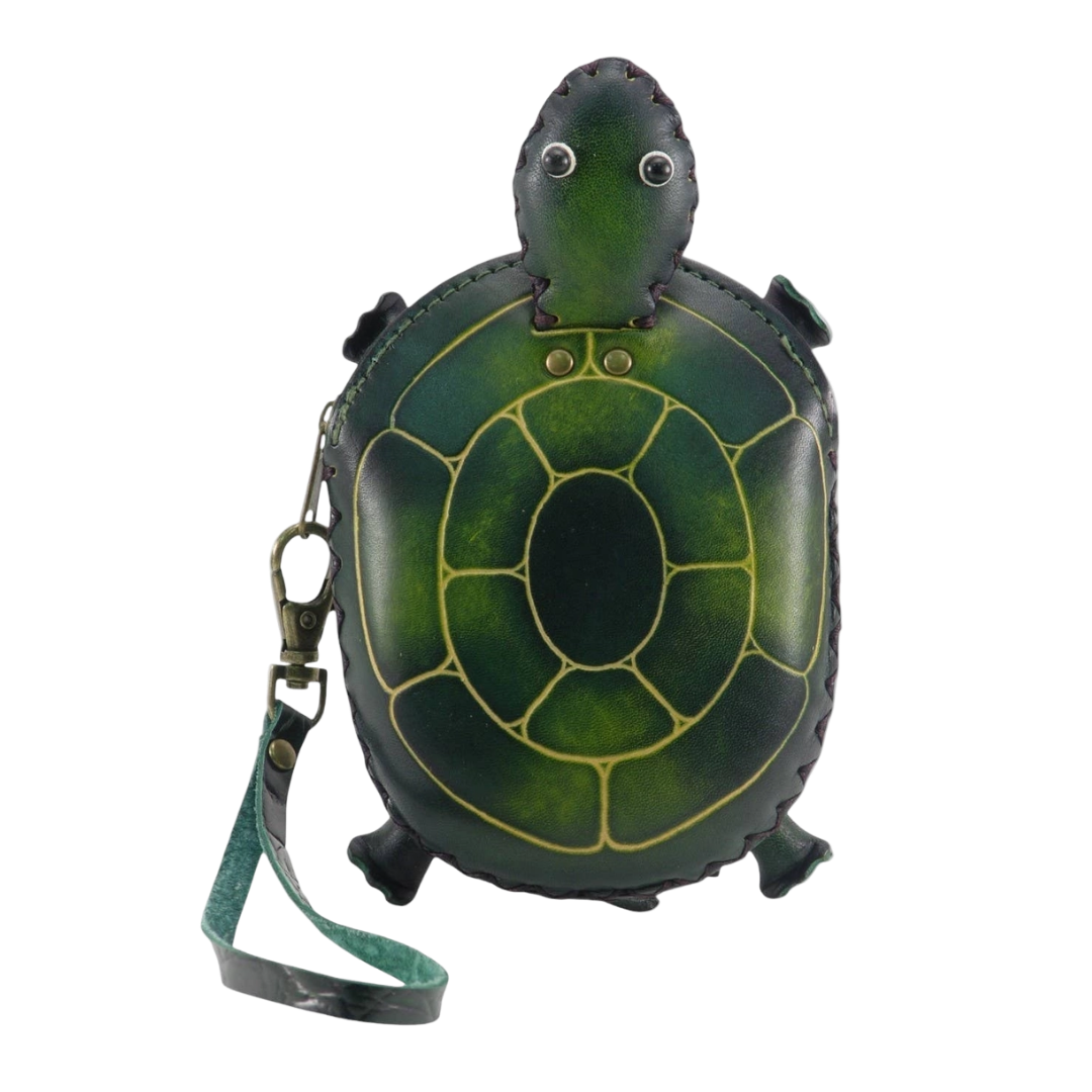 Leather Turtle Crossbody Purse