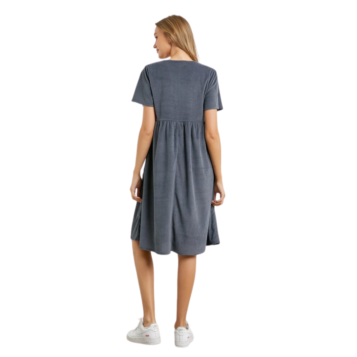 Button Up Midi Dress - Slate