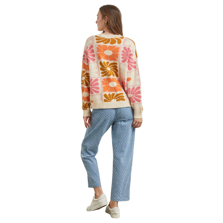 Floral Intarsia Sweater - Cream Multi