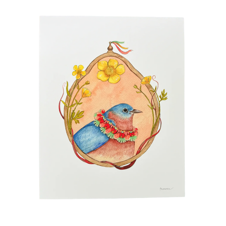 Floral Flight Crew: Bluebird of Buttercups 8"x10" Print