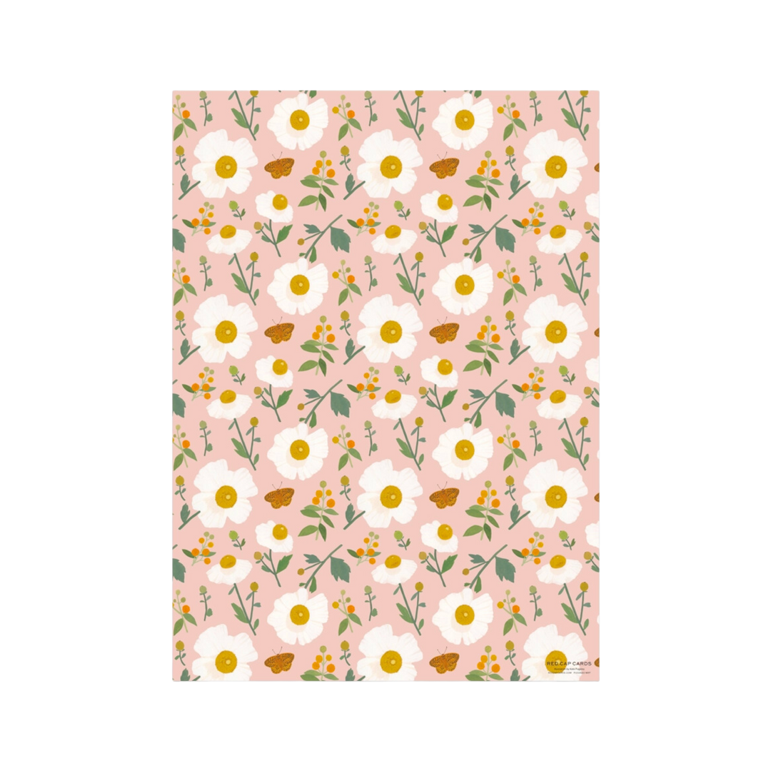 White Poppies Gift Wrap