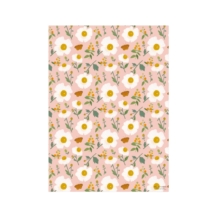 White Poppies Gift Wrap