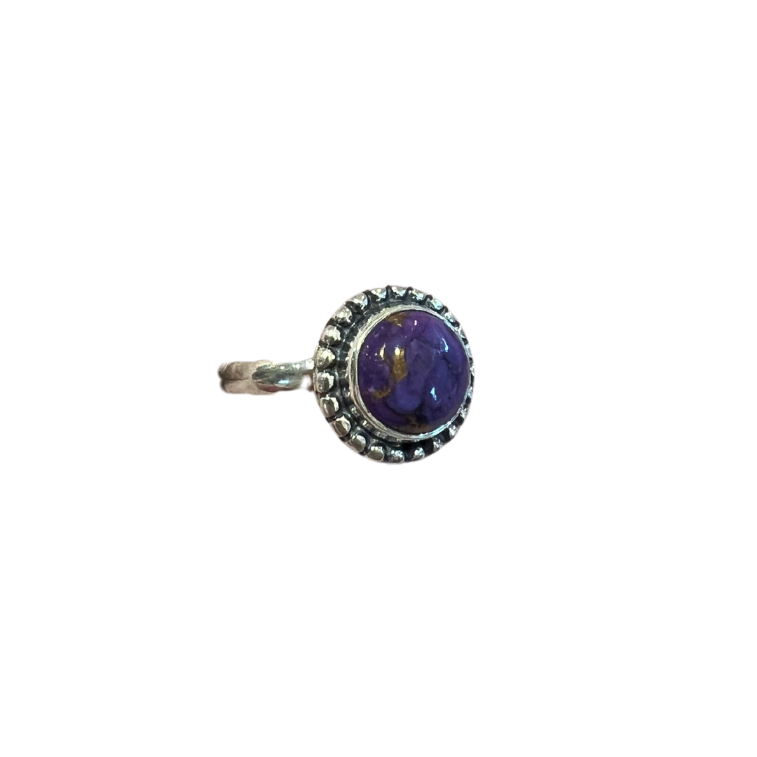 Circular Amethyst 925 Sterling Silver Ring - Size 7
