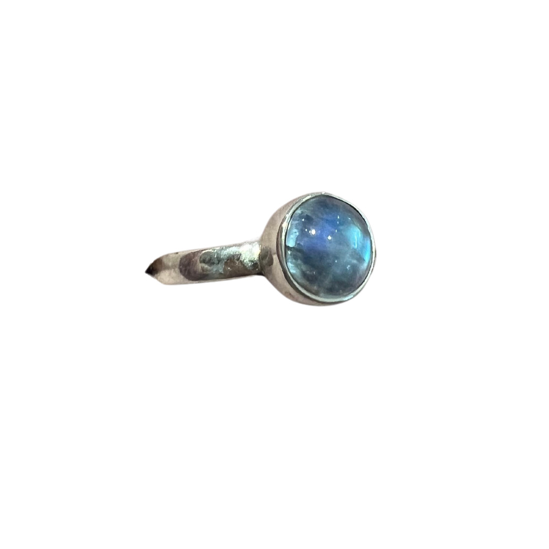 Circle Moonstone 925 Sterling Silver Ring - Size 9