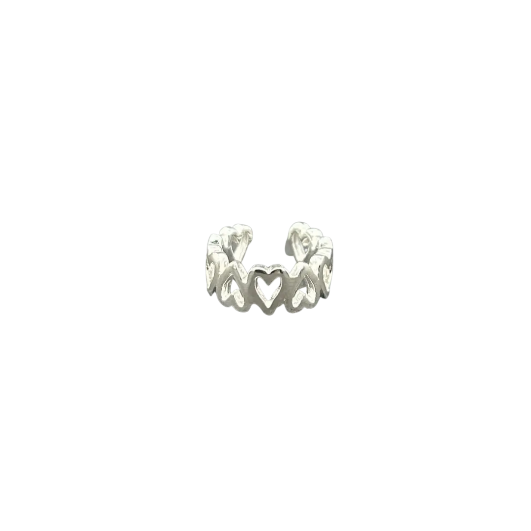 Silver Hearts Ear Cuff