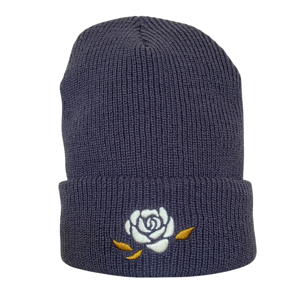 Embroidered Rose Beanie