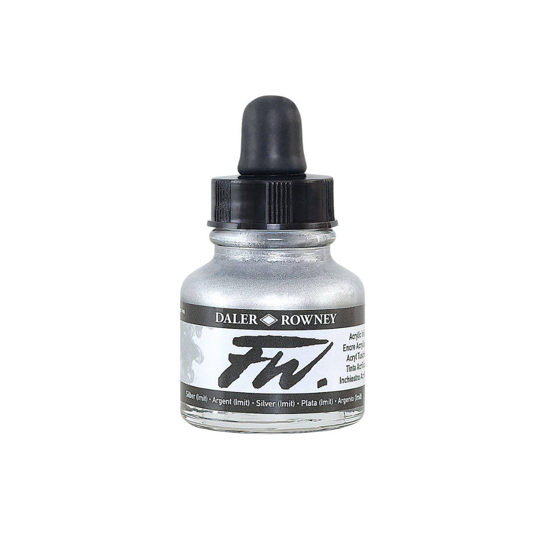 FW Liquid Acrylic Ink 1oz - Silver Imit