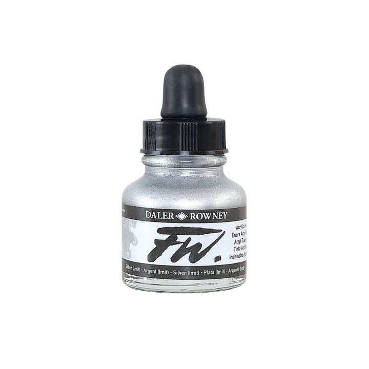 FW Liquid Acrylic Ink 1oz - Silver Imit