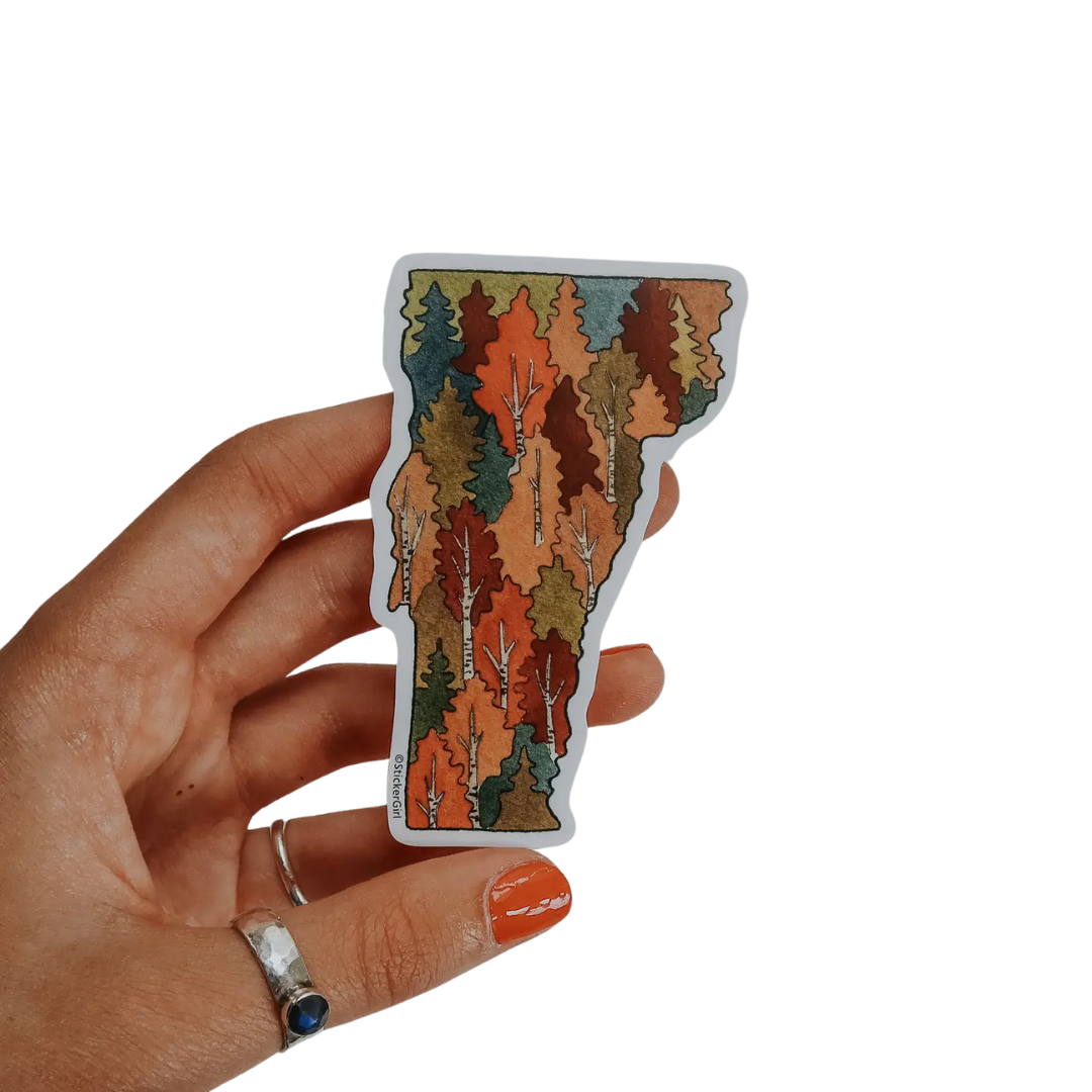 Vermont Trees State Outline Vinyl Sticker