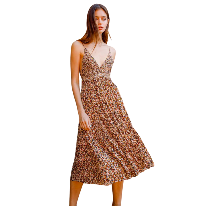 Tiny Flower Palazzo Cropped Legs Jumpsuit