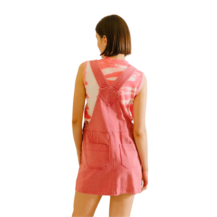 Monochromatic Dyed Overall Mini Dress in Berry