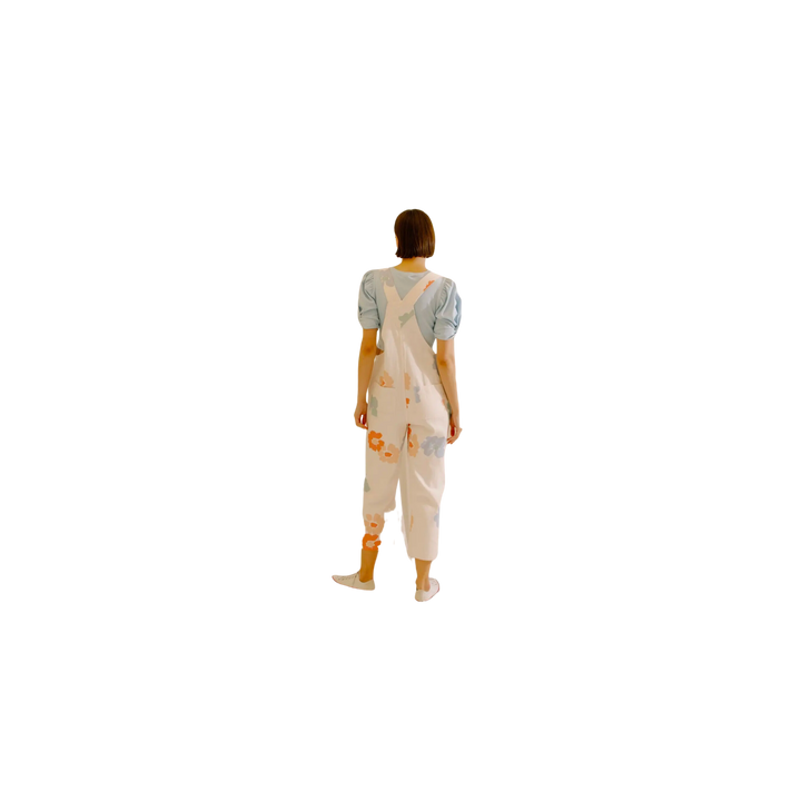White Multi  Floral Overall Pants