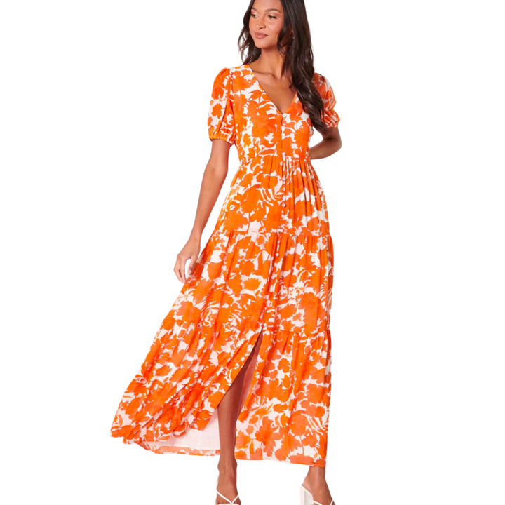 Tangelo Floral Monaco Tiered Maxi Dress