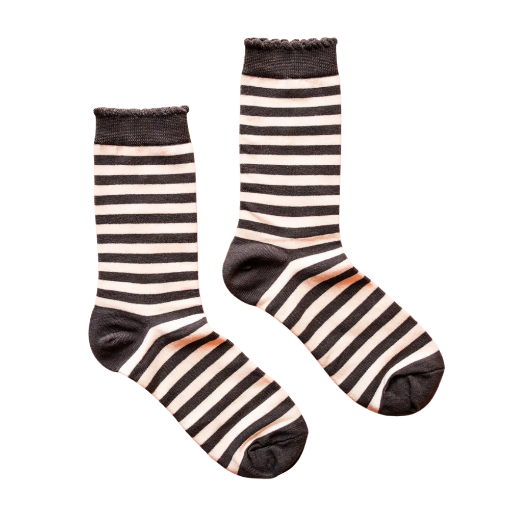 Charcoal Black Halloween Striped Crew Socks